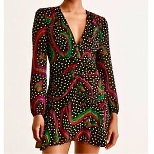 FARM Rio Rainbow Oxen Long Sleeve Mini Dress, NEW